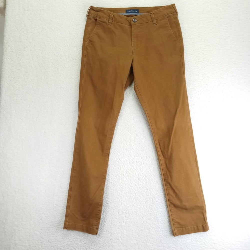Aeropostale Mens Slim Chino Pants 31x32 Tobacco Brown Cotton Stretch Trousers